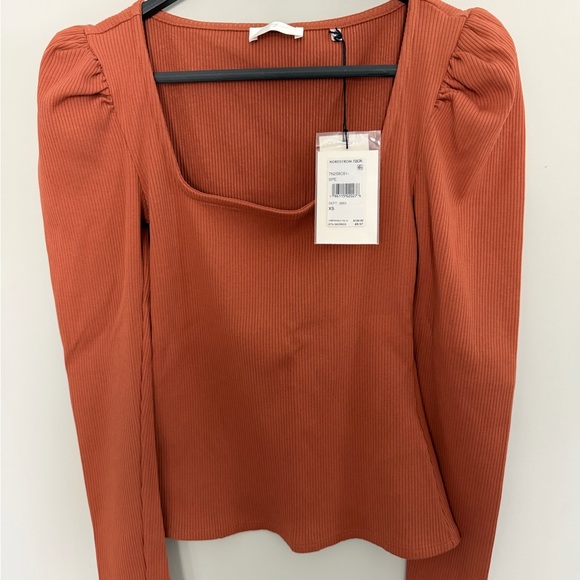 7 For All Mankind Terracotta Ribbed Top - Picture 4 of 7